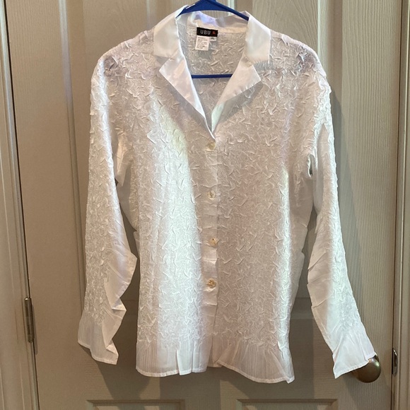 UBU Tops - NWOT White Textured Button-Up Blouse